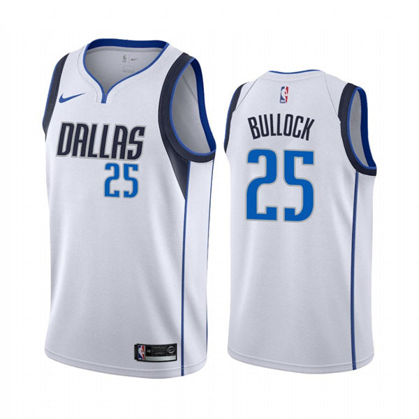 Mens Dallas Mavericks #25 Reggie Bullock White Association Edition Jersey