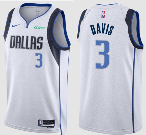 Mens Dallas Mavericks #3 Anthony Davis White Association Edition Jersey