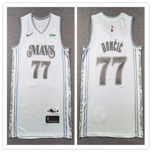 Mens Dallas Mavericks #77 Luka Doncic Nike White 2024-25 City Edition Swingman Jersey