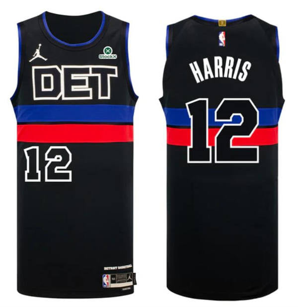 Mens Detroit Pistons #12 Tobias Harris Black Statement Edition Swingman Jersey