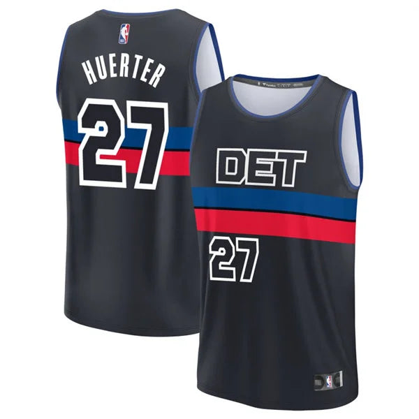 Mens Detroit Pistons #27 Kevin Huerter Black Statement Edition Swingman Jersey