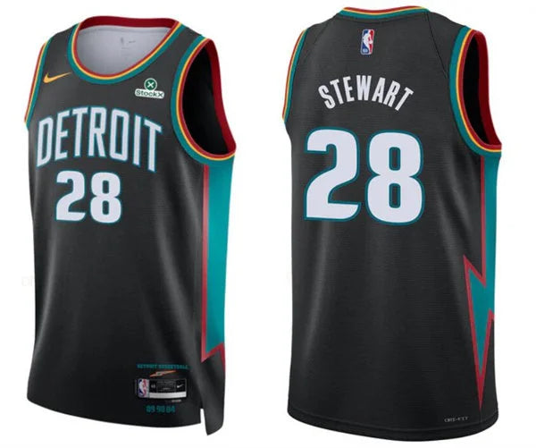 Mens Detroit Pistons #28 Isaiah Stewart Charcoal 2025-26 City Edition Swingman Jersey
