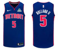 Mens Detroit Pistons #5 Ron Holland II Blue Icon Edition Swingman Jersey