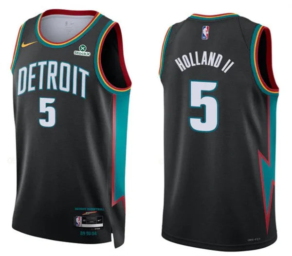 Mens Detroit Pistons #5 Ron Holland II Charcoal 2025-26 City Edition Swingman Jersey