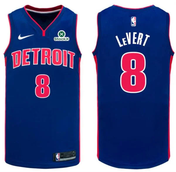 Mens Detroit Pistons #8 Caris LeVert Blue Icon Edition Swingman Jersey