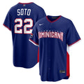 Men’s Dominican Republic Baseball #22 Juan Soto Royal 2026 World Baseball Classic Road Stadium Jersey