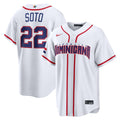 Men’s Dominican Republic Baseball #22 Juan Soto White 2026 World Baseball Classic Home Stadium Jersey