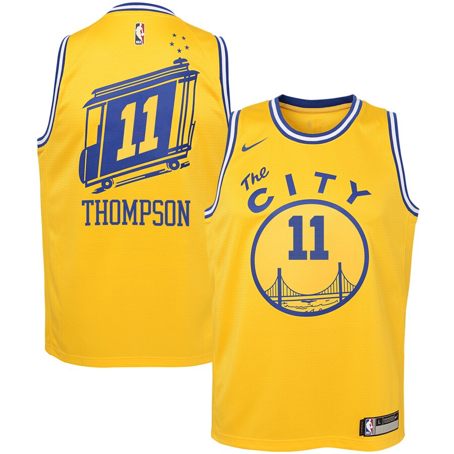 Men’s Golden State Warriors #11 Klay Thompson  Nike Gold The City Classic Edition Swingman Jersey