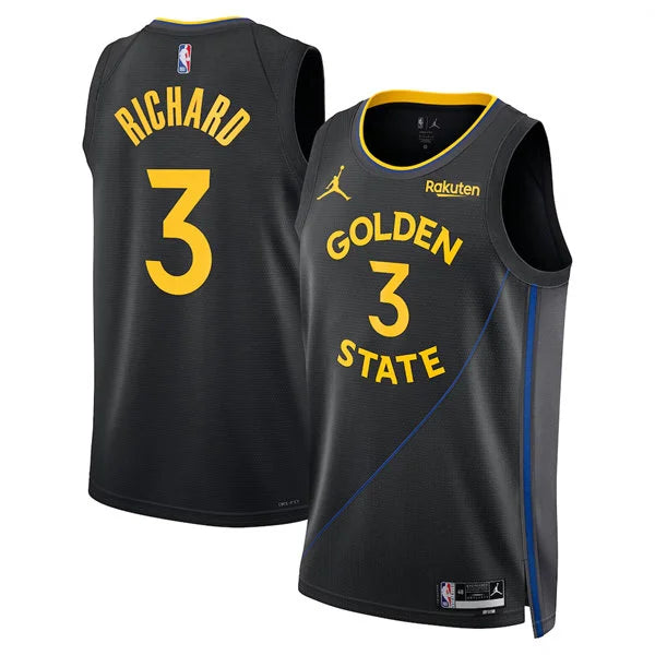 Mens Golden State Warriors #3 Will Richard Black Statement Edition SwingmanJersey