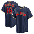 Men’s Japan Baseball #16 Shohei Ohtani Navy 2026 World Baseball Classic Road Stadium Jersey