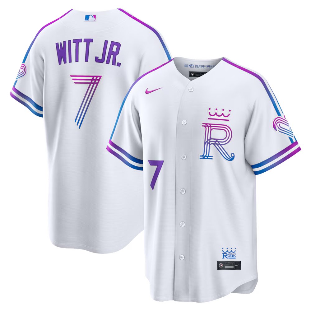 Men’s Kansas City Royals #7 Bobby Witt Jr. White 2026 City Connect Stitched Jersey