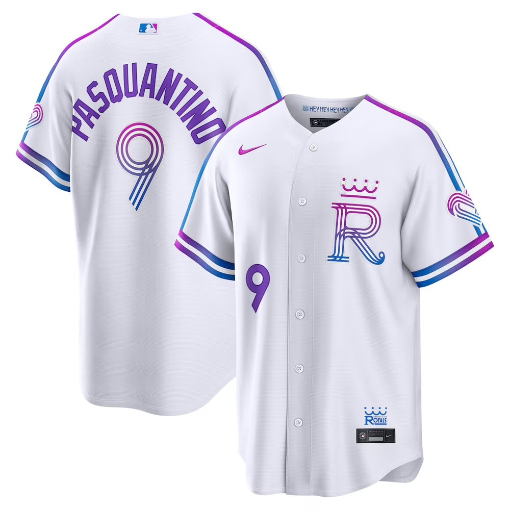 Men’s Kansas City Royals #9 Vinnie Pasquantino White 2026 City Connect Stitched Jersey