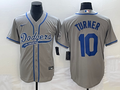 Men’s Los Angeles Dodgers Justin Turner #10 Gray Jersey Joint Edition