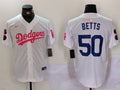 Men’s Los Angeles Dodgers Mookie Betts #50 White Limited Jersey