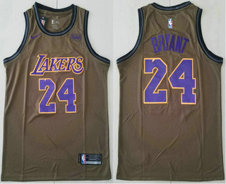 Men’s Los Angeles Lakers #24 Kobe Bryant Olive Nike Swingman Jersey