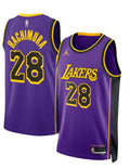 Mens Los Angeles Lakers #28 Rui Hachimura Purple Statement Edition Jersey