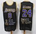Men’s Los Angeles Lakers #8 Font #24 Back Kobe Bryant Black Mamba Honor Black Jersey