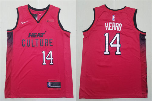 Mens Miami Heat #14 Tyler Herro Red 2024-25 City Edition Jersey