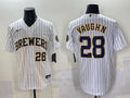 Men’s Milwaukee Brewers Andrew Vaughn #28 White Jersey