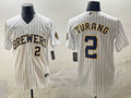 Men’s Milwaukee Brewers Brice Turang #2 White Limited Jersey