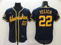 Men’s Milwaukee Brewers Christian Yelich #22 MLB 2020 Navy Jersey