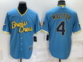 Men’s Milwaukee Brewers Paul Molitor #4 Blue Stitched Jersey