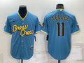 Men’s Milwaukee Brewers Rowdy Tellez #11 Blue Stitched Jersey