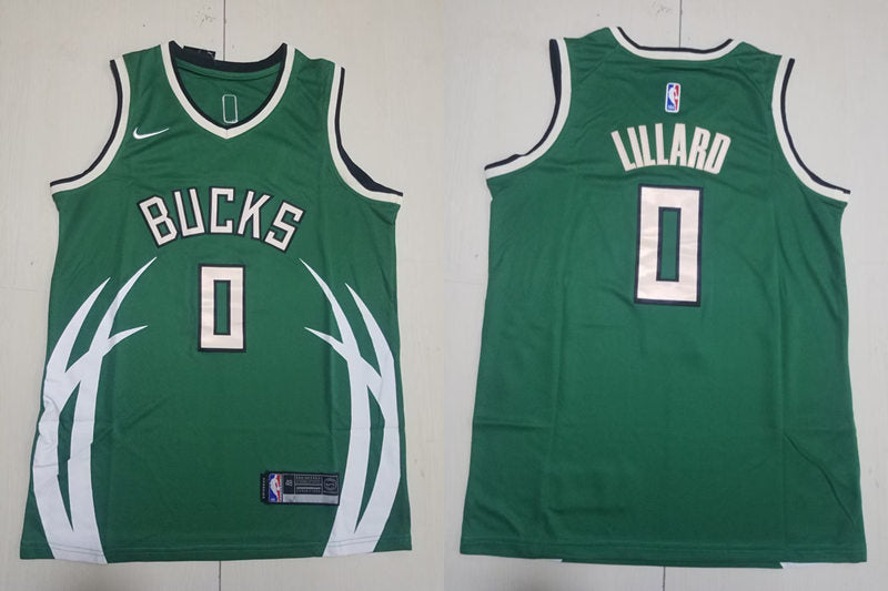 Mens Milwaukee Bucks #0 Damian Lillard Green 2021 Earned Edition Swingman Jersey