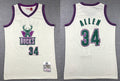 Mens Milwaukee Bucks #34 Ray Allen Mitchell & Ness Chainstitch Swingman Jersey – Cream