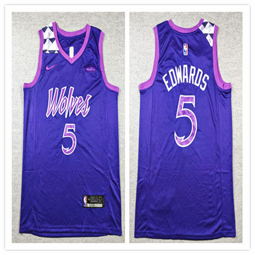 Mens Minnesota Timberwolves #5 Anthony Edwards Purple Limited Jersey