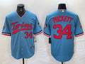 Men’s Minnesota Twins Kirby Puckett #34 Blue Stitched Jersey