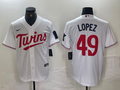 Men’s Minnesota Twins Pablo Lopez #49 White Home Jersey