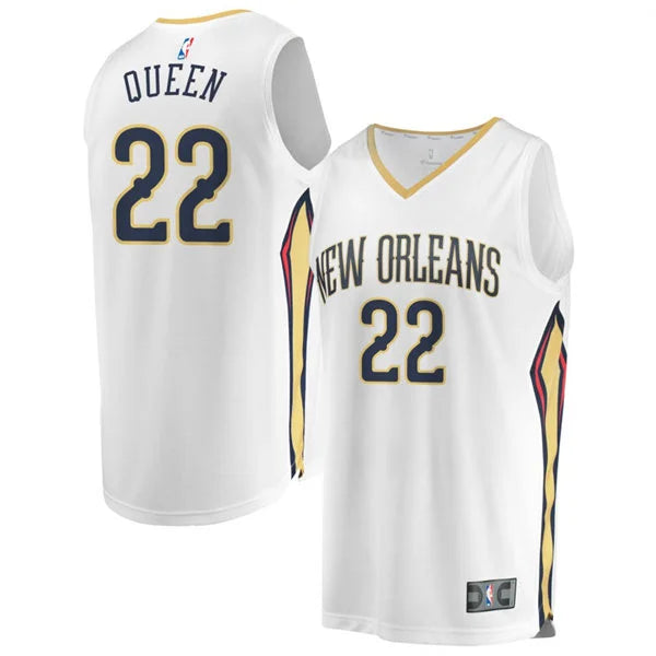 Mens New Orleans Pelicans #22 Derik Queen Nike White Association Edition Swingman Jersey
