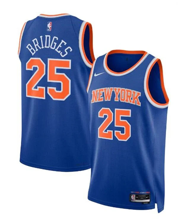 Mens New York Knicks #25 Mikal Bridges Royal Icon Edition Swingman Jersey