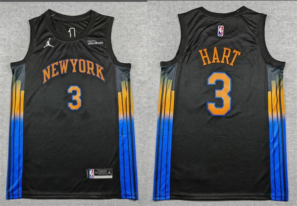 Mens New York Knicks #3 Josh Hart Black 2025-26 Statement Edition Swingman Jersey