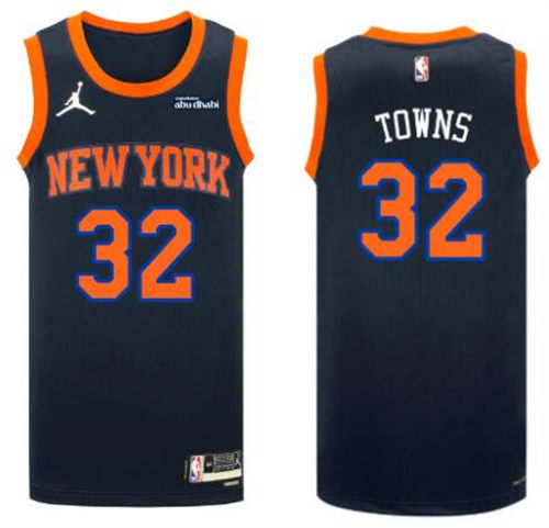 Mens New York Knicks #32 Karl-Anthony Towns Black Statement Edition Jersey