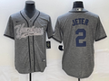 Men’s New York Yankees Derek Jeter #2 Gray Jersey Joint Edition
