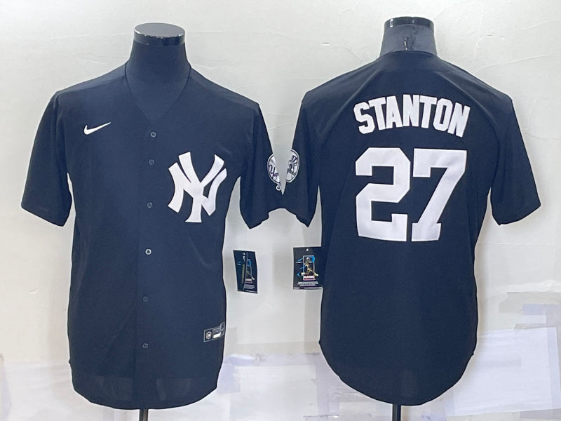 Men’s New York Yankees Giancarlo Stanton #27 Black Baseball Jersey