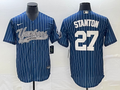 Men’s New York Yankees Giancarlo Stanton #27 Blue Jersey Joint Edition