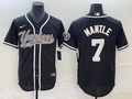 Men’s New York Yankees Mickey Mantle #7 Black Jersey Joint Edition