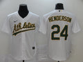 Men’s Oakland Athletics Rickey Henderson #24 White Team Jersey