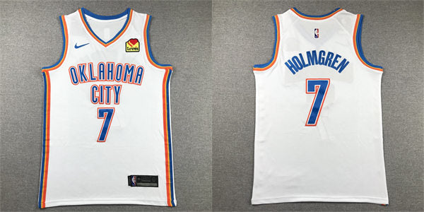 Mens Oklahoma City Thunder #7 Chet Holmgren White Association Edition Jersey
