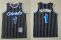 Men’s Orlando Magic #1 Penny Hardaway Black Pinstripe Throwback Jersey
