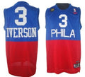 Men’s Philadelphia 76ers #3 Allen Iverson Soul Swingman Blue With Red 10TH Jersey
