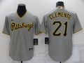 Men’s Pittsburgh Pirates Roberto Clemente #21 Gray Baseball Jersey