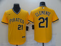 Men’s Pittsburgh Pirates Roberto Clemente #21 Yellow Baseball Jersey