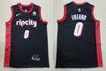 Mens Portland Trail Blazers #0 Damian Lillard Black Diamond Badge 2021-22 City Edition Jersey