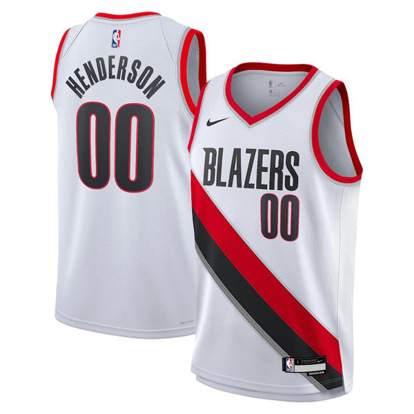 Mens Portland Trail Blazers #00 Scoot Henderson White Association Edition Player Jersey