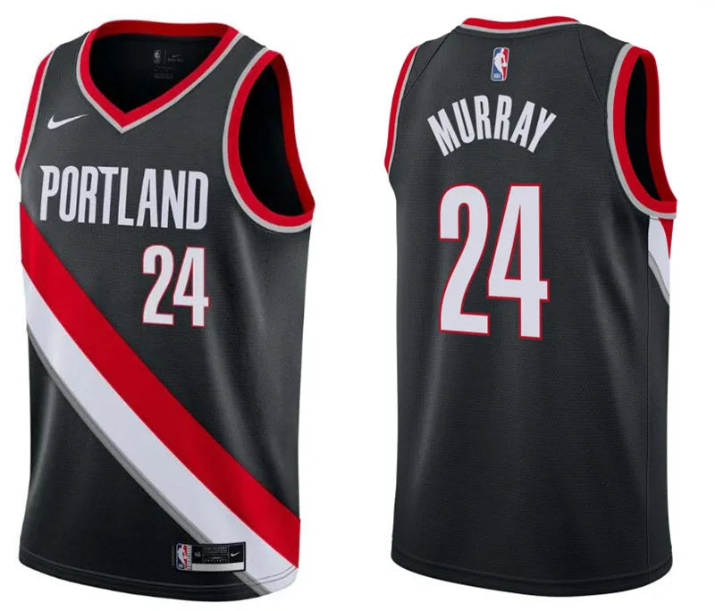 Mens Portland Trail Blazers #24 Kris Murray Black Icon Edition Swingman Jersey