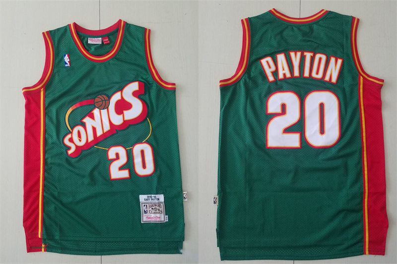 Men’s Seattle Supersonics #20 Gary Payton Green Mitchell & Ness 1995-96 Retro 2.0  Hardwood Classics Throwback Jersey